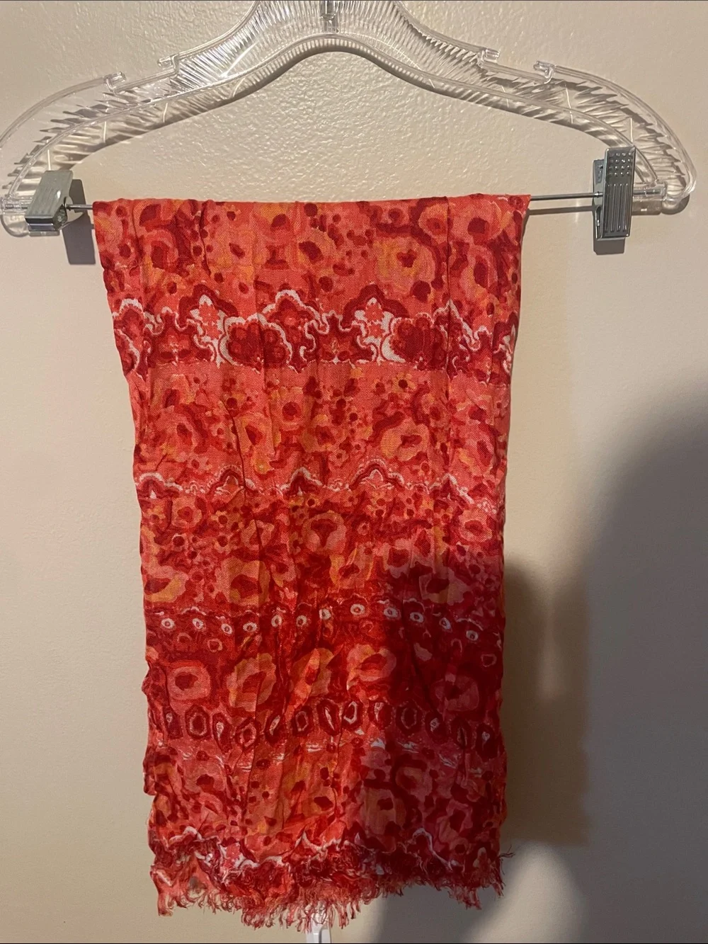 Lightweight Red Printed Scarf Wrap - Women Accessories